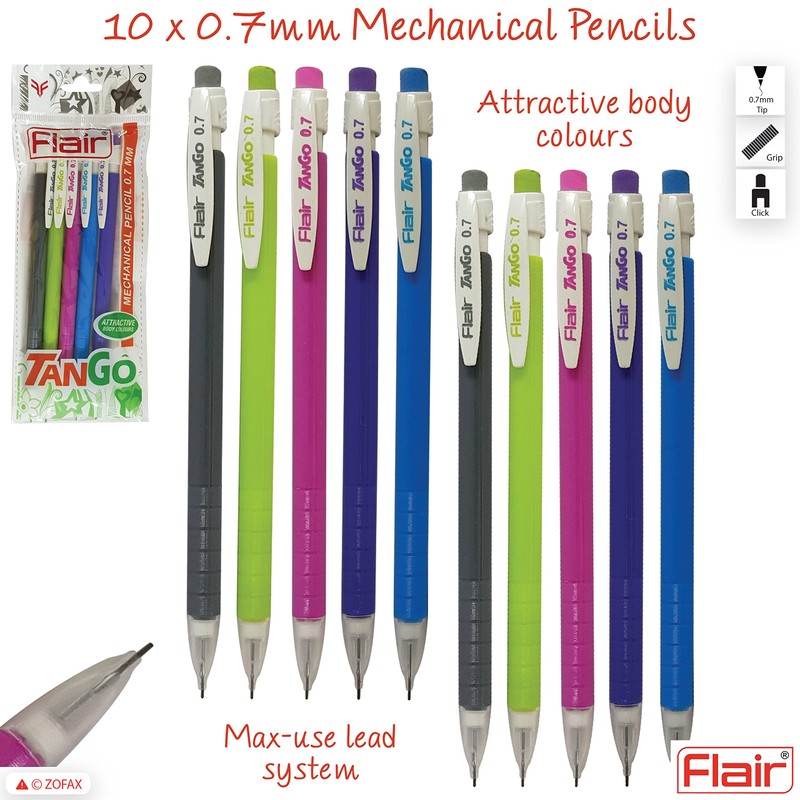 Flair 10 x 0.7mm Tango Mechanical HB Pencils Mixed Body