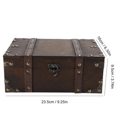 lyrlody Storage Case,Vintage Wooden Storage Box Decorative Treasure Jewelry Chest with Lock Home Decoration for Bedroom Living Room(6282-2302)