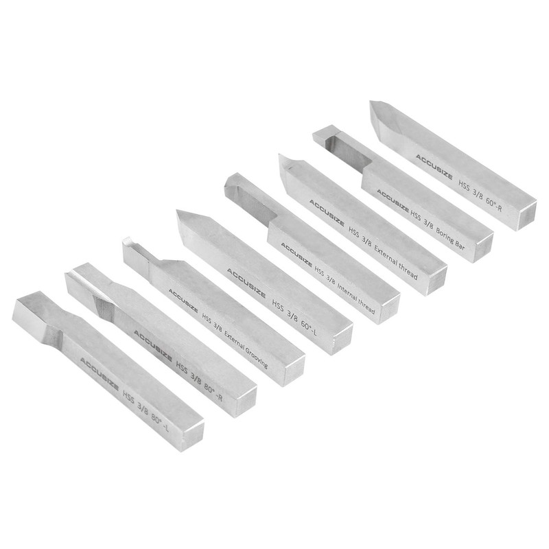 Accusize Industrial Tools 3/8'' 8 Pc H.S.S. Tool Bit Set,