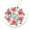 Merry Christmas Wreath Flat Circle Ceramic Ornaments for Christmas Tree