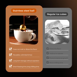 Cofforbiz Cooling Ball for Espresso/Pour-over Coffee, Reusable Stainless Steel Ice Ball With Holder, Suitable for Home/Office Bar