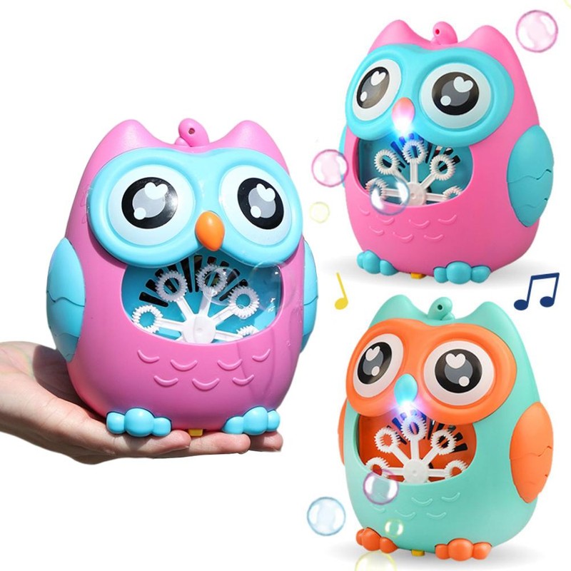 Bubble Machine for Kids Cartoon Owl 8 Holes Automatic Bubble