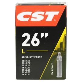 CST 071302 Bicycle Inner Tube – Black, 26 x 1.50/2.50 40/62-559 DV40 mm
