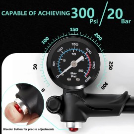 BUCKLOS 300PSI Bicycle Rear Shock/Air Fork Pump Pressure Gauge Aluminum Schrader​ Valve