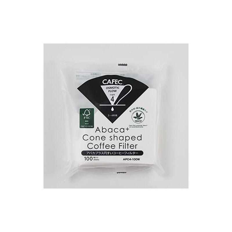 CAFEC APC4-100W Abaca Plus Conical Coffee Filter for 2-4 Cups,