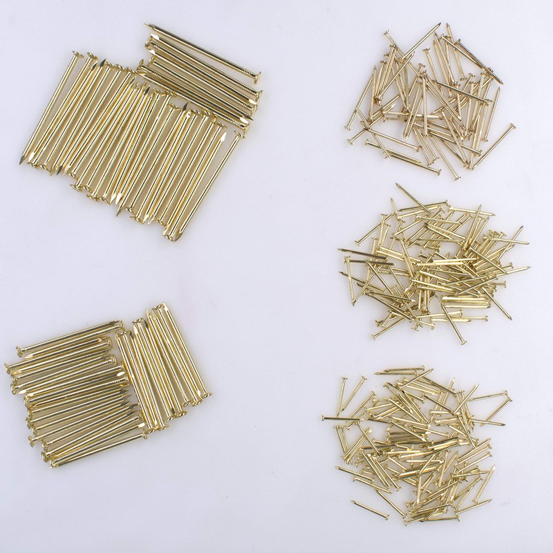 OMOTOOL Gold Nails Assortment Kit (300pcs), Brass Plated Nails for