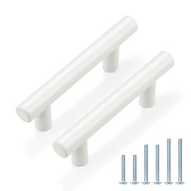 Probrico 30 Pack| White Cabinet Pulls 2-1/2 Inch T Bar Euro Style Handles Kitchen Cupboard Stainless Steel Modern Cabinet Hardware