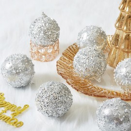 Adornos de bola de Navidad, árbol de Navidad plateado inastillable, bolas de Navidad colgantes de plástico para festivales, decoraciones de fiesta (70 mm/2.76 pulgadas, 12 unidades)