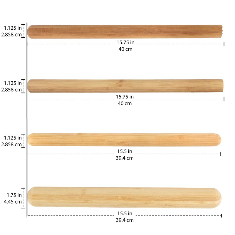Bamboo French Style Rolling Pin Assortment - 1 Thick/1 Thin