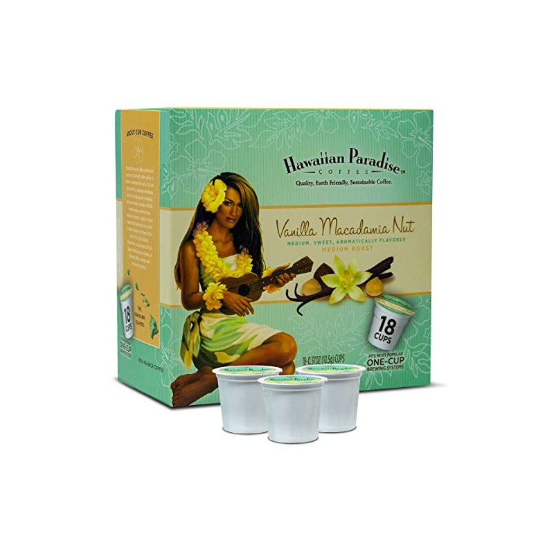 Hawaiian Paradise Coffee Vanilla Macadamia Nut Single Serve Cups 18