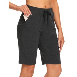EZRUN Bermudas para mujer con bolsillos, Pantalones para correr., Carbón, Mediano