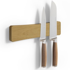 Magnetic Knife Holder for Wall, 10" Acacia Wood No Drill Knife Magnet Strip Use as Tool Key Storage Knife Bar, Powerful Wall Mounted Magnetic Knife Rack for Refrigerator & Kitchen Utensil Organizer
