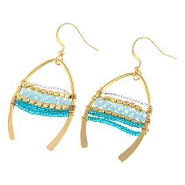 arete bohemios con abalorio – Gota redonda ligera de vidrio brillante, varios colores arcoíris, Metal, No es una piedra preciosa