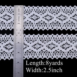 Cinta de encaje blanca de 8 yardas de encaje de ganchillo de algodón para manualidades, envoltura de paquetes de regalo, decoración de boda nupcial, suministros de álbumes de recortes