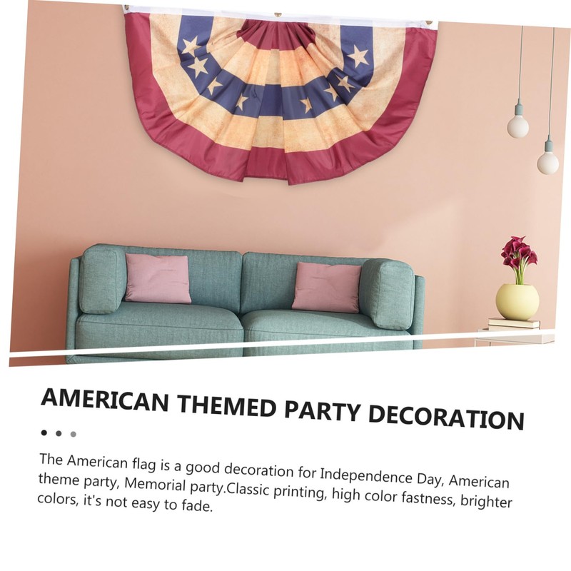 CIYODO Independence Day Usa Flag Bunting Decorative Fan Shaped Banners