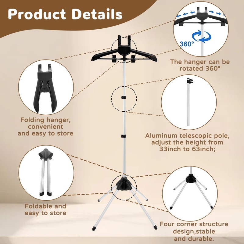 Garment Steamer Rack with Ironing Gloves for Clothes, Foldable Steamer