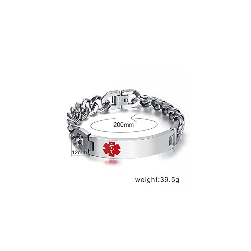 Charmed Craft Stainless Steel Medical Alert Bracelet For Men