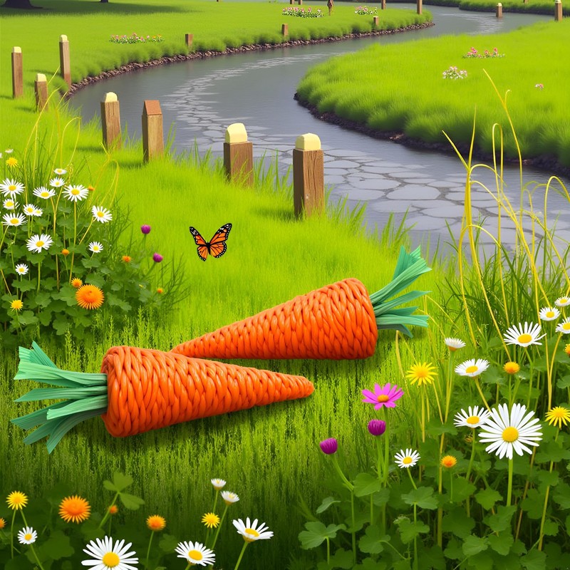 5Pcs Natural Grass Carrot Chew Toy–Ideal for Rabbits, Hamsters, and