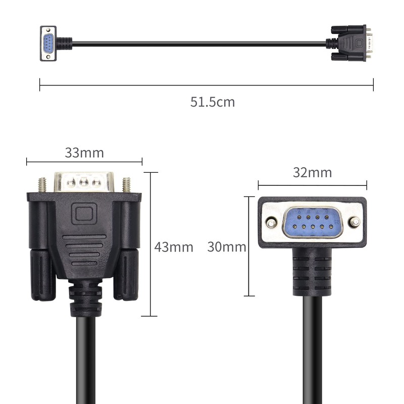 RIIEYOCA 90 Degree DB9 RS232 Serial Cable, Down Angled DB9