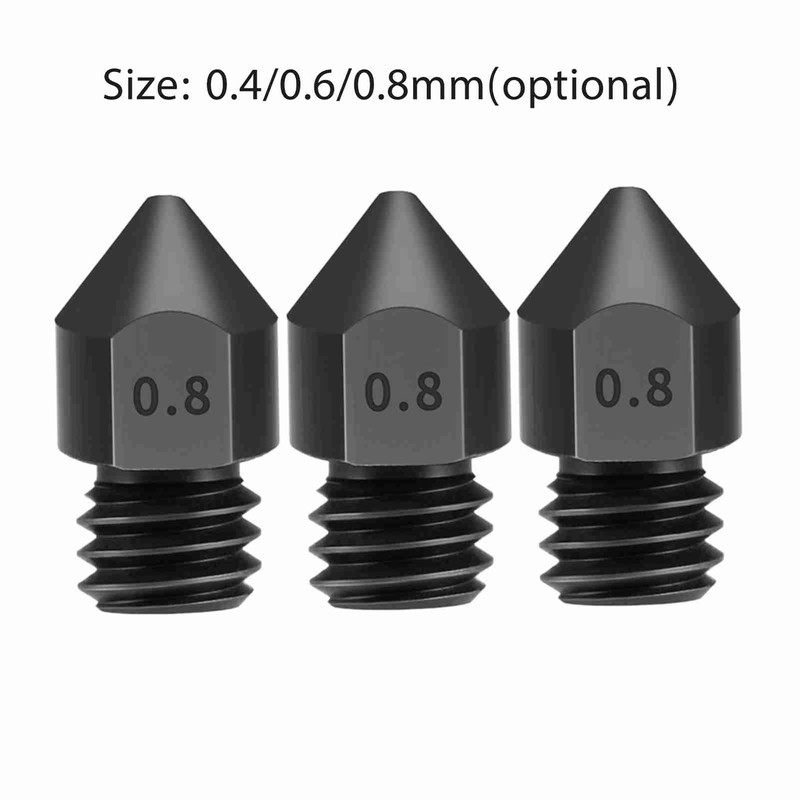 3pcs Hardened Steel Nozzles 0.8mm for 1.75mm filament for Creality