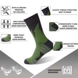 waterproofing Waterproof Socks Skiing, Men Winter Cushioned Seamless Warm Breathable Wading Climbing Outdoor Water Sport Neoprene Socks, Green & Grey, Small