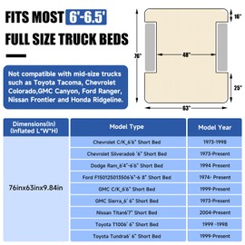 Umbrauto Truck Bed Air Mattress for 6-6.5ft Full Size, Upgraded Thickened Inflatable Mattress with Pump, Pick Up Airbed for Truck Tent Camping, Purple