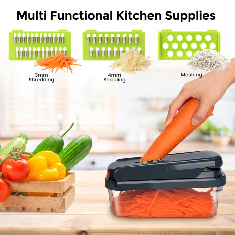 Vegetable Chopper,12-in-1 Multifunctional Food Chopper,Professional Onion Chopper with 7 Blades,Vegetable