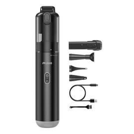 ruwa Car Vacuum Cleaner Handheld Vacuum Cordless, Rechargeable 14,000PA High-Power with 2 Speeds, 300ml Dust Cup, Lightweight, Portable Mini Vacuum for Car, Home, Pet Hair (Black)