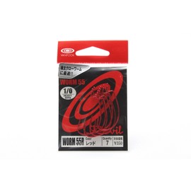 VanFook Worm 55R Devil Offset Hooks Worm Red #1/0 Pack of 7