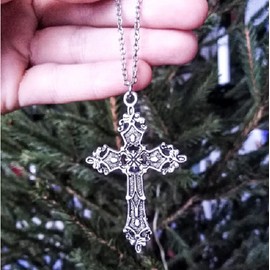 Fashion Jewelry big CROSS CHRISTIAN RELIGIOUS PRAY HOPE FAITH 24" Silver Plated 925 necklace men
