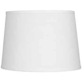 Hardback Tapered Drum Lamp Shade White Medium 12" Top x 14" Bottom x 10" High Spider with Replacement Harp and Finial Fitting - Springcrest