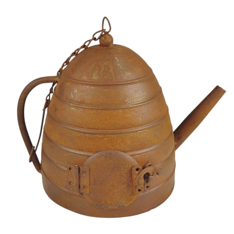 Metal Teapot Bird House in Rust Effect for Hanging
