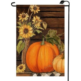 Thanksgiving Pumpkin Sunflower Fall Garden Flag 12x18 Inch Double Sided Seasonal Autumn Harvest Farmhouse Small Flag Outside Decorations For Yard QJ30