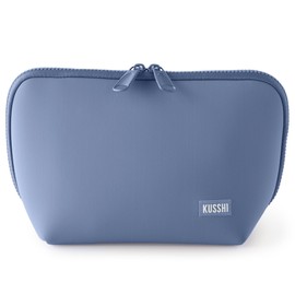 KUSSHI - Bolsa de maquillaje de neopreno lavable para viajes sin estrés (azul perla, rosa arena), Azul perla/rosa arena