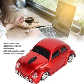 Luqeeg Ratón Inalámbrico, 2.4GHZ 1600DPI Ratones ópticos Inalámbricos con Receptor USB, Ratón Inalámbrico con Forma de Automóvil Estilo Automóvil...  