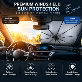 Premium Car Windshield Sun Shade Umbrella for Parked Cars – Foldable Reflective Sun Protection for Vehicle Interiors