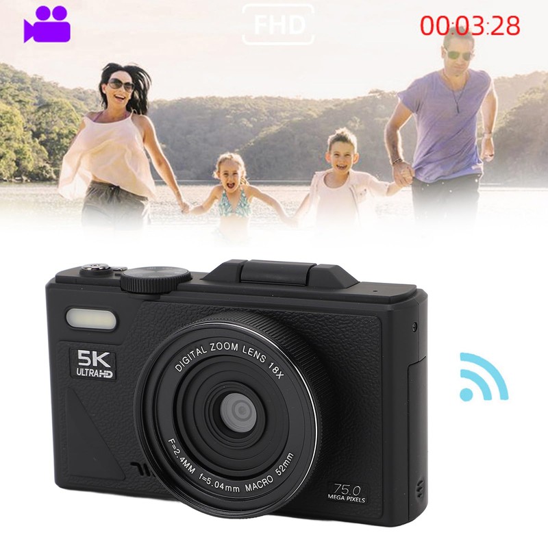 5K Digital Camera, 18X Zoom Retro Mirrorless Camera with 3