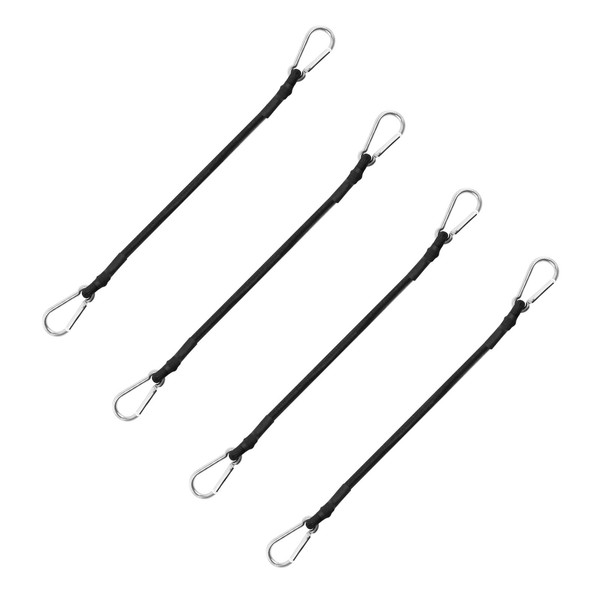Bungee Cords with Carabiner, Heavy Duty Bungee Straps Black Outdoor
