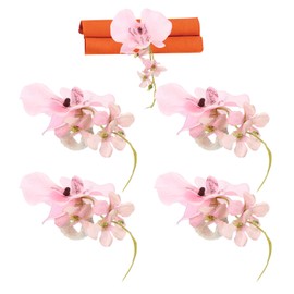 PATIKIL Handmade Orchid Flower Napkin Rings, 4 Pack Handcraft Floral Napkin Holder for Wedding Birthday Banquet Table Decoration Christmas Thanksgiving, Pink