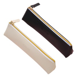 TEOZBLU Pack of 2 Leather Pencil Cases for Girls, Thin and Cute, for Pencils, Stationery, Portable Cosmetic Bag, Zip Bag for Markers