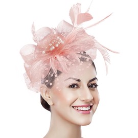 Bniksok Blush Pink Fascinator for Women Tea Party