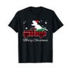 Merry Christmas Dinosaur Santa Hat Xmas Buffalo red Plaid T-Shirt
