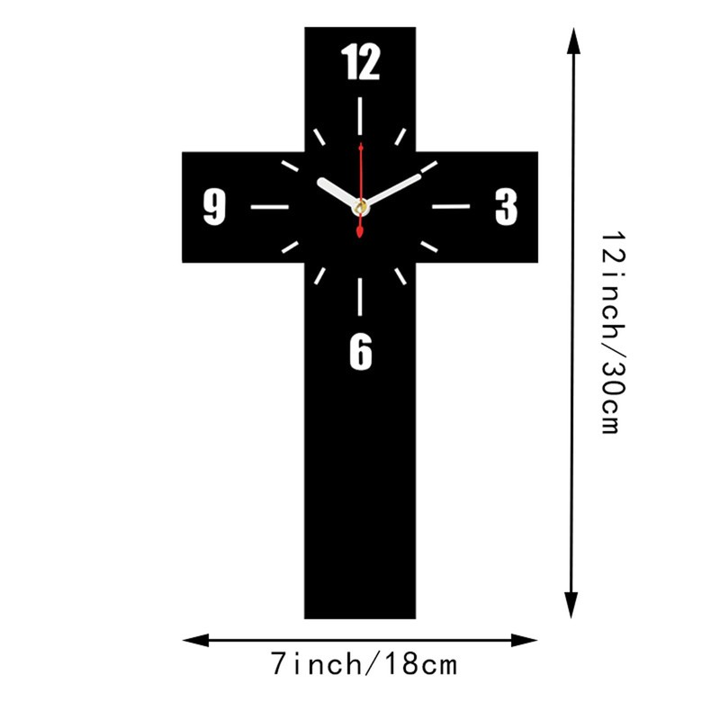 THIDARGO Modern Cross-Shaped Wall Clock, Black, Minimalist Design, 12 x