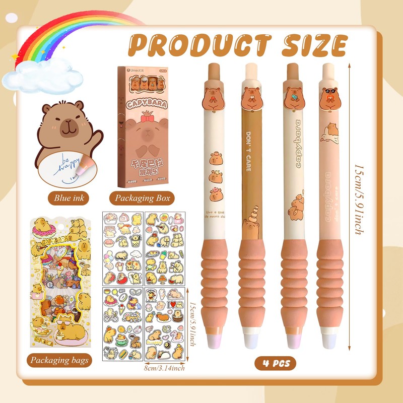 Capybara Pens, Capybara Gel Pen Set, Capybara Things, Erasable Ballpoint