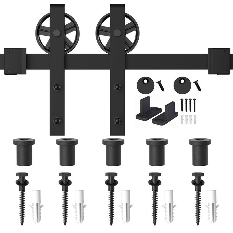 WINSOON 6FT Heavy Duty Sliding Barn Door Hardware Kit, Black