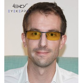 Eyekepper Blue Light Blocking Reading Glasses Half-Rim Computer Readers Eyeglasses-Digital Eyewear-Amber Tinted Lens Reading Glasses (Black, +3.00)