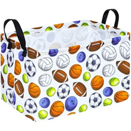 Cesta de Almacenamiento para Balones de Fútbol Cesta de Ropa para la Lavandería con Asas, Caja de Almacenamiento y Compartimentos Cesta de Regalo