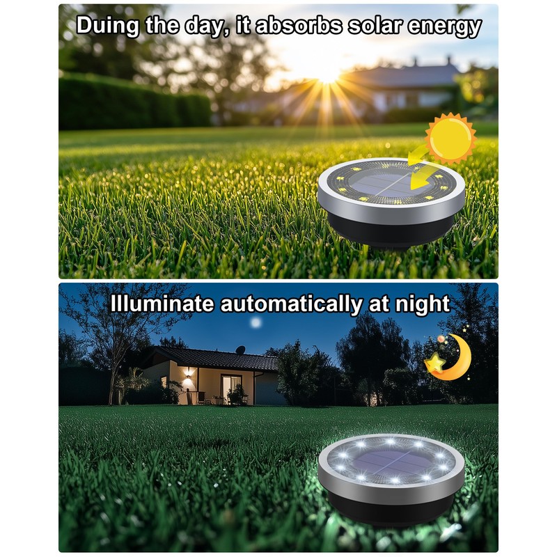 Solar Lights Outdoor Garden, 8 Pack Solar Ground Lights Pathway