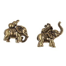 Kopida Vintage Mini Brass Elephant Statues Elephant Figurines Solid Lucky Elephant Ornament Wealth Statues Desktop Metal Art Decoration for Home Office