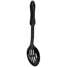 KitchenCraft KCNSSS Nylon Slotted Spoon, Non Stick Safe Plastic Kitchen Utensil, 30 cm, Black